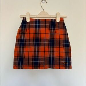Japanese wool orange blue tartan skirt